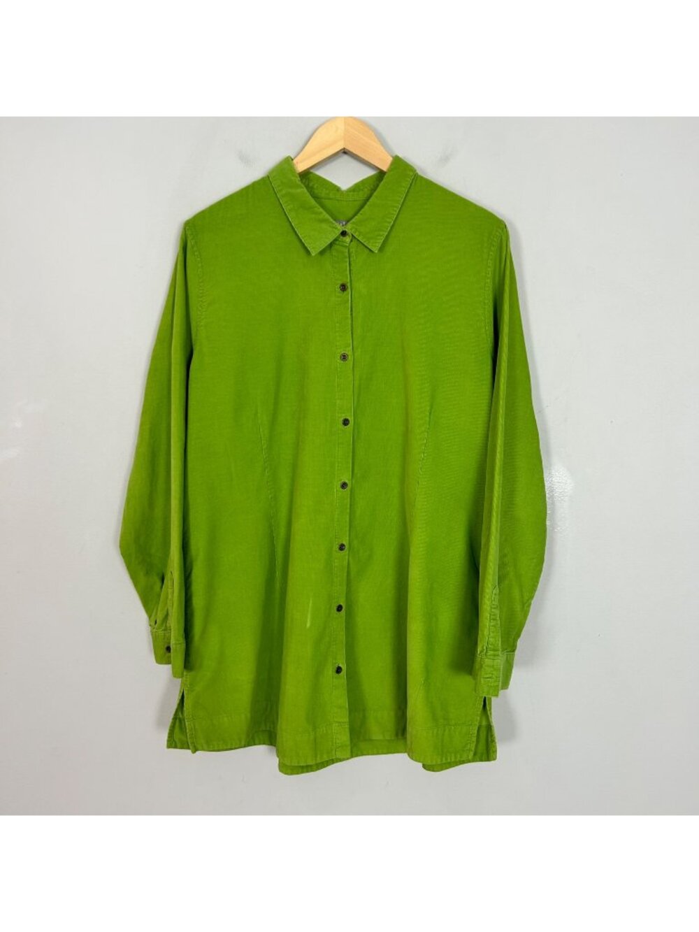 J.Jill Fine Wale Corduroy Button Front Shirt Green Size XL Tall Women's